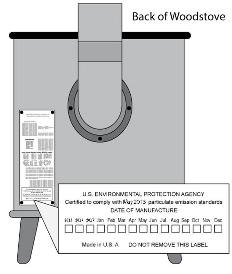 Where can I find the Manufacturers Brand and Model number information on a wood stove? - Woodstove Fireplace Glass