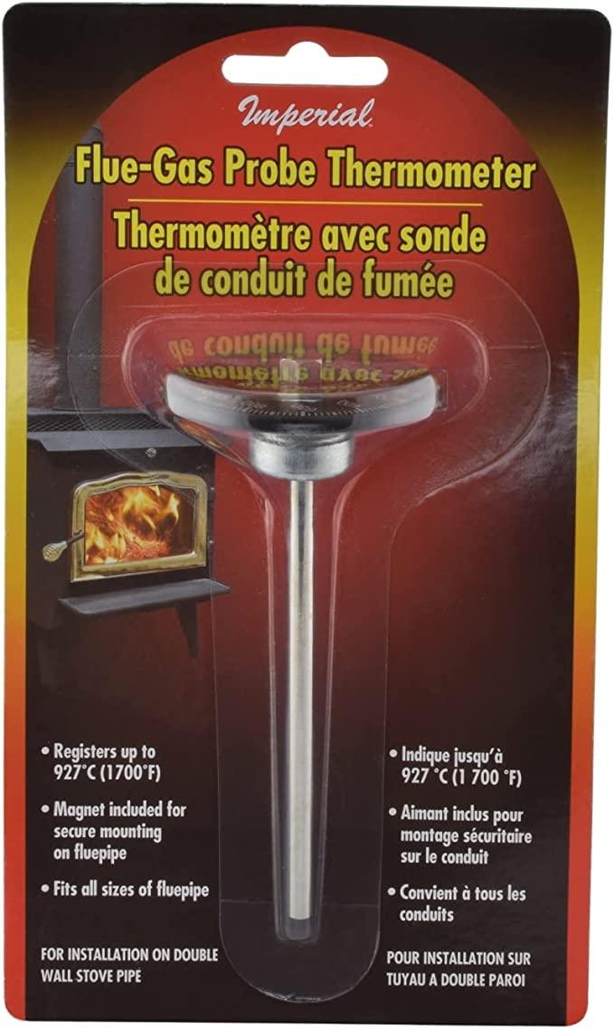 Imperial Flue-Gas Stove Pipe Probe Thermometer 1,700f w/ Magnetic Mount KK0166 - Woodstove Fireplace Glass