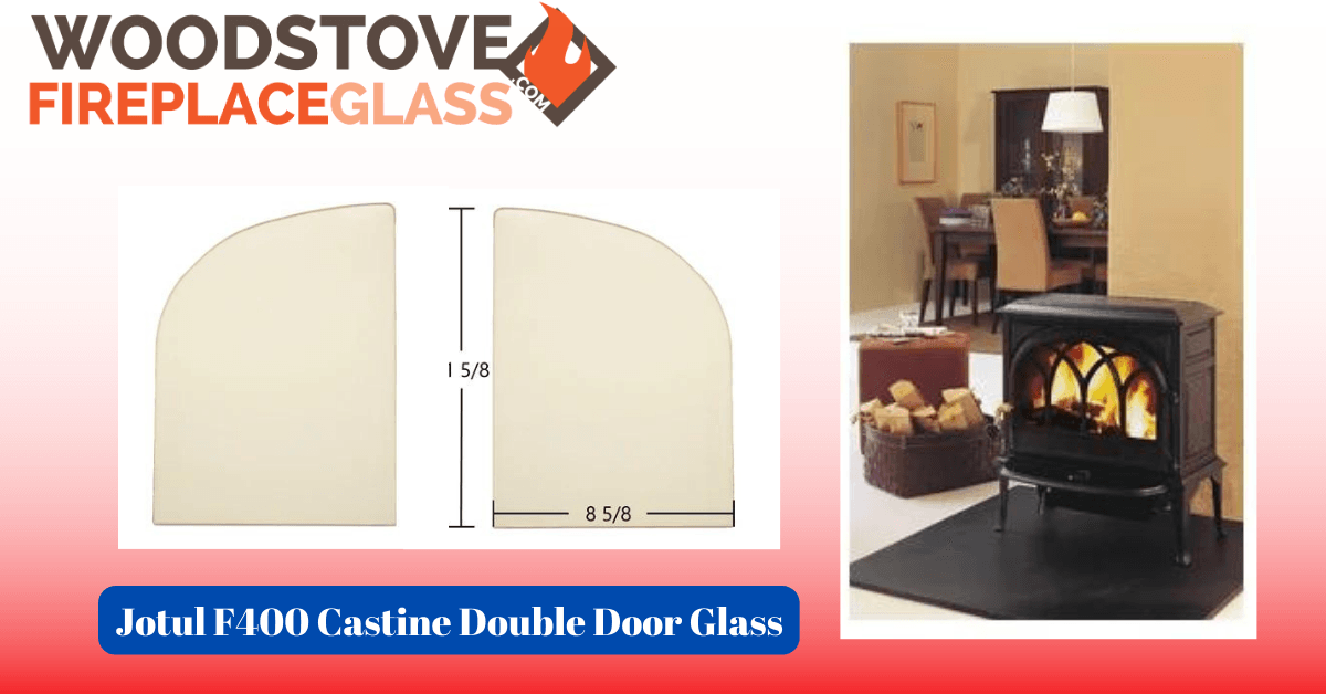Jotul F400 Castine Double Door Glass - Woodstove Fireplace Glass