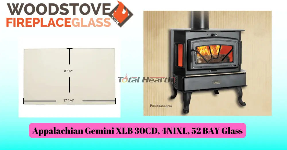 Appalachian Gemini XLB 30CD, 4N1XL, 52 BAY Glass (0610-8175-2) - Woodstove Fireplace Glass