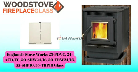 England's Stove Works 25-PDVC, 24-ACD/FC, 50-SHW24/16, 50-TRW24/16, 55-SHP10, 55-TRP10 Glass - Woodstove Fireplace Glass