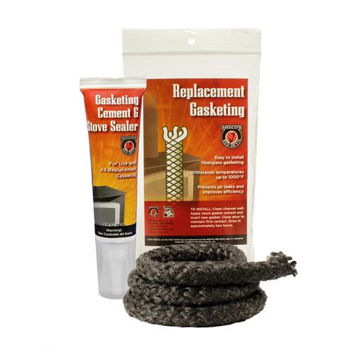 Black Bart 1/2in Door Rope Gasket 7ft kit with Cement - Woodstove Fireplace Glass