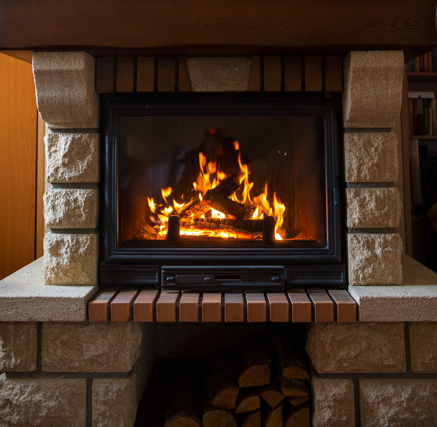 close-up-of-burning-fireplace - Woodstove Fireplace Glass