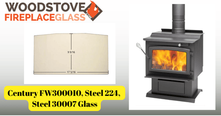 Century FW300010, Steel 224, Steel 30007 Glass - Woodstove Fireplace Glass